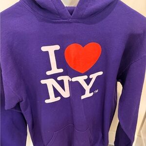 Gildan Purple I Love NY Kids Hoodie